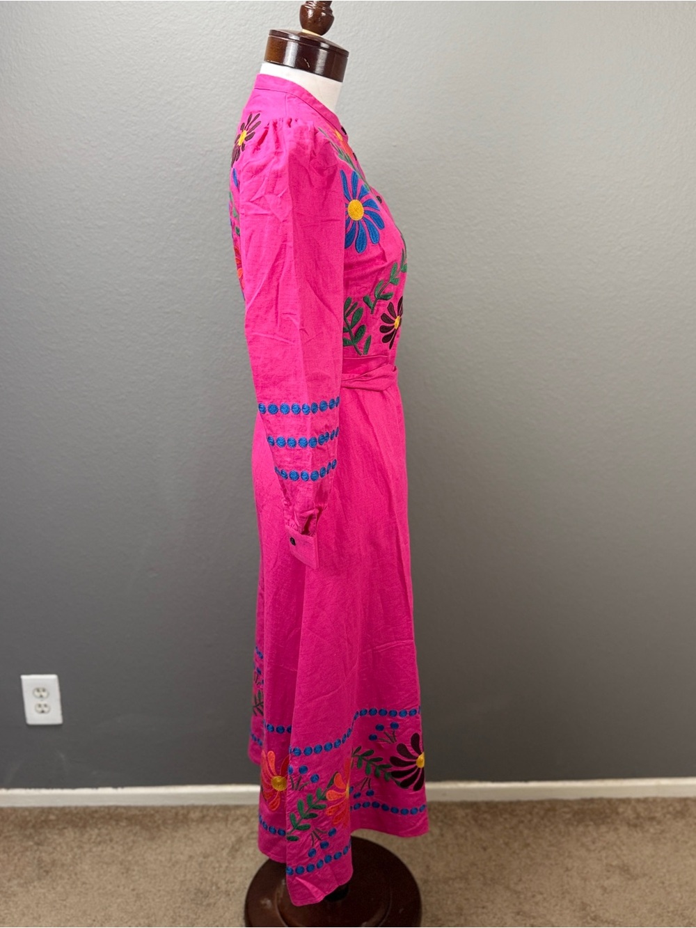 Boden NWT Pink Ava Linen Blend Floral Embroidered Dress Sz 2 Wedding Guest - Picture 7 of 14